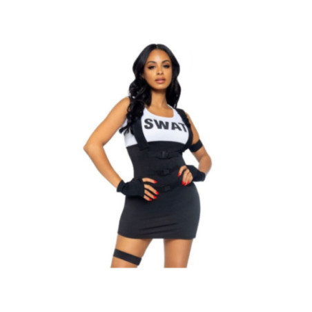 LEG AVENUE - COSTUME SEXY SWAT UFFICIALE NERO S/M