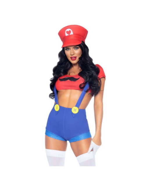 LEG AVENUE - COSTUME SEXY MARIO BROS ROSSO/BLU M