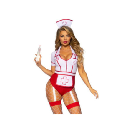 LEG AVENUE - COSTUME DA INFERMIERA SEXY ROSSO/BIANCO M