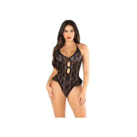 LEG AVENUE - BODY CON FIOCCO E VOLANT NERO TAGLIA UNICA