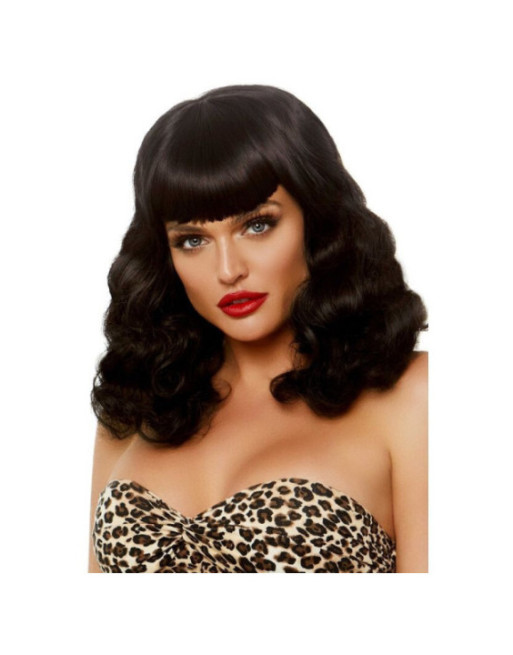 LEG AVENUE - PARRUCCA RETRO RICCIA CON FRANGIA NERA LUMINISCENTE