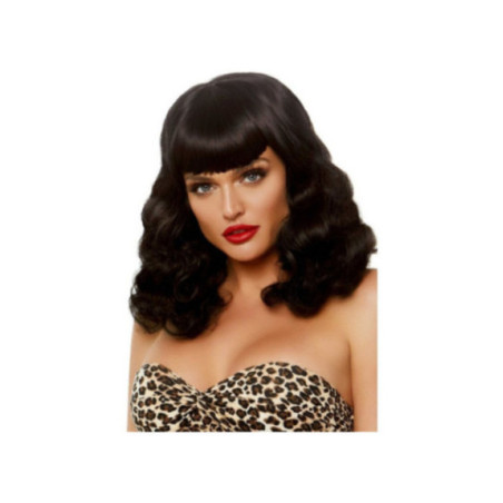 LEG AVENUE - PARRUCCA RETRO RICCIA CON FRANGIA NERA LUMINISCENTE