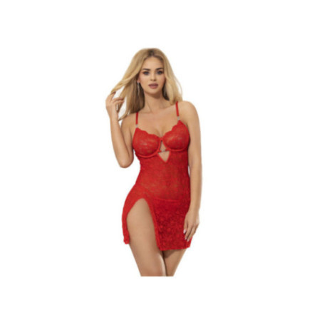 SUBBLIME - 954215 BABYDOLL IN PIZZO CON SPALLINE REGOLABILI ROSSO L/XL