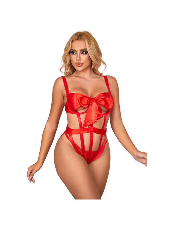 SUBBLIME - 954468 BODY SEXY TRAFORATO CON FIOCCO ROSSO S/M