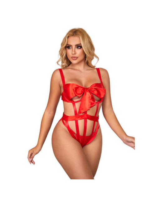 SUBBLIME - 954475 BODY SEXY TRAFORATO CON FIOCCO ROSSO L/XL