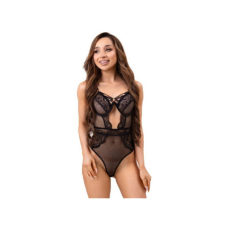 LIVCO CORSETTI FASHION - PAULA LC 20209 BODY CON DECORI IN PIZZO NERO S/M