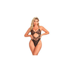 SUBBLIME - 955229 BODY TRASPARENTE CON PIZZO CAVATO NERO L/XL