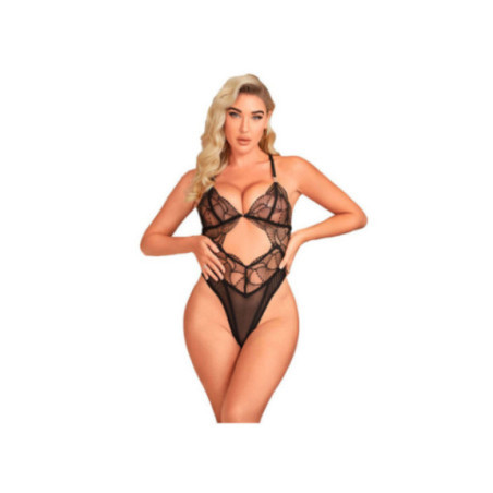 SUBBLIME - 955229 BODY TRASPARENTE CON PIZZO CAVATO NERO L/XL