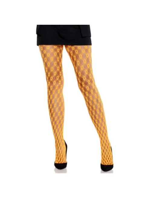 LEG AVENUE - COLLANT IN PIZZO CON OCCHIELLI NEON ARANCIONE