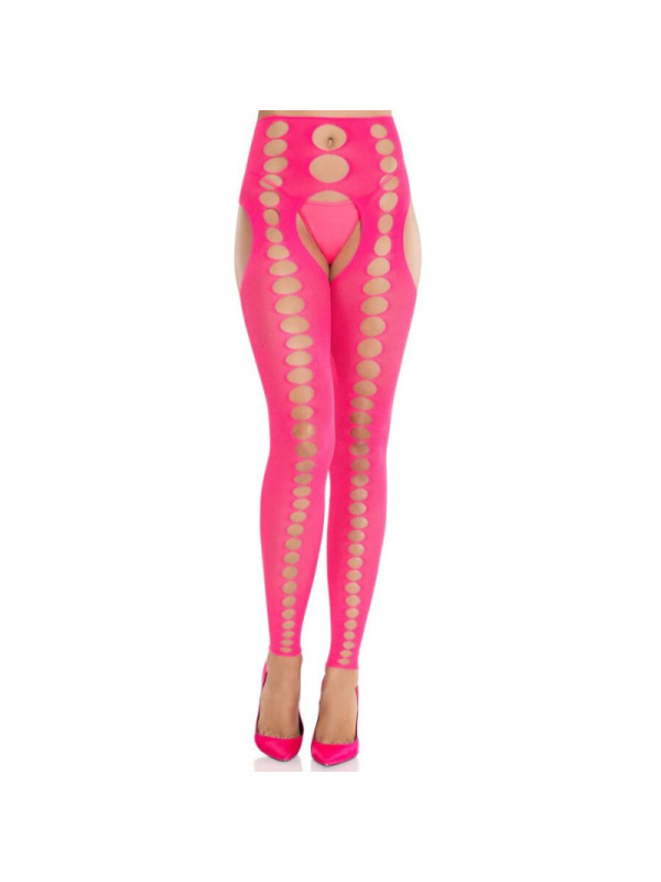LEG AVENUE - CALZE COPRENTI SENZA SPALLINE E SENZA CUCITURE ROSA NEON