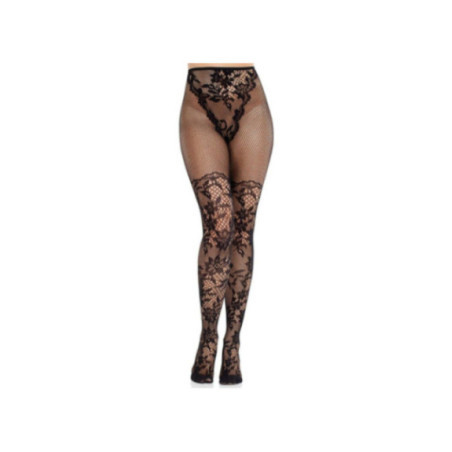 LEG AVENUE - CALZE IN PIZZO DAHLIA CON DETTAGLIO A RETE NERE