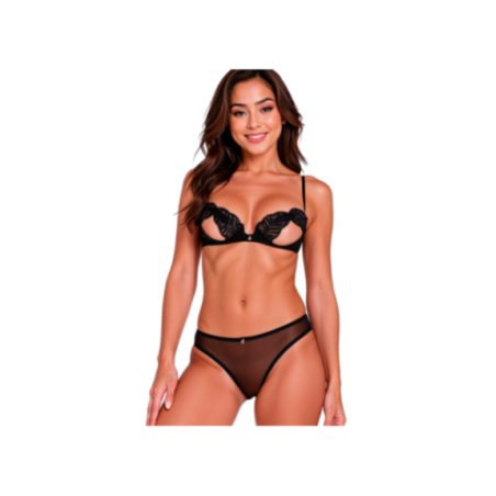 PASSION - INTIMARI REGGISENO + SLIP COMPLETO NERO S/M