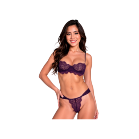 PASSION - TIVOLEA REGGISENO + PERIZOMA VIOLA L/XL