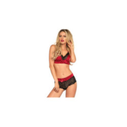 LEG AVENUE - SET 2 PEZZI NERO E ROSSO S/M