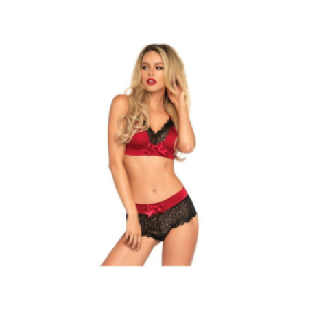 LEG AVENUE - SET 2 PEZZI NERO E ROSSO S/M