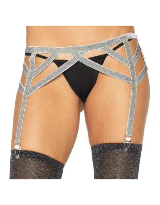 LEG AVENUE - CINTURA ELASTICA IN LUREX ARGENTO TAGLIA UNICA