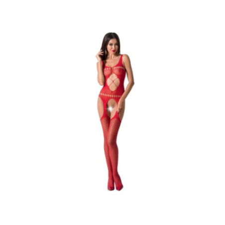 PASSION - DONNA BS057 BODYSTOCKING ROSSO TAGLIA UNICA