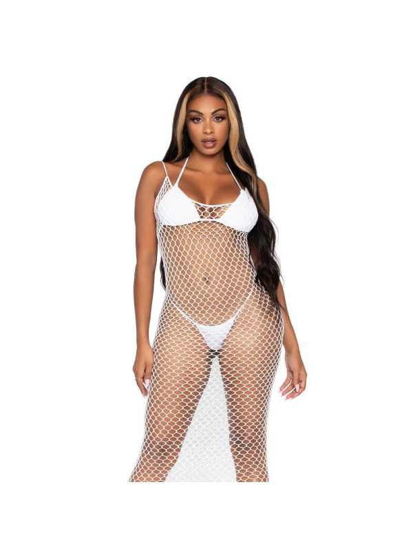 LEG AVENUE - MAXI ABITO IN RETE TWIST TAGLIA UNICA BIANCO
