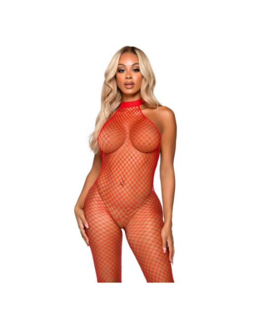 LEG AVENUE - BODYSTOCKING LE FRIVOLE - COLLO RACER TAGLIA UNICA ROSSO