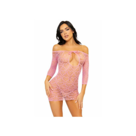 LEG AVENUE - MINIABITOHEART IN RETE TAGLIA UNICA - ROSA