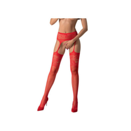 PASSION - S029 CALZE ROSSE CON GIARRETTIERA TAGLIA UNICA