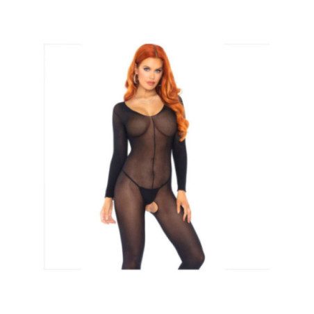 LEG AVENUE - BODYSTOCKING MANICA LUNGA NERO