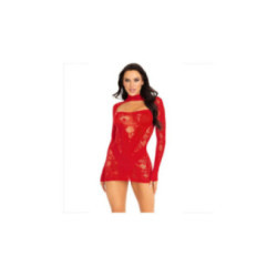 LEG AVENUE - MINI ABITO CON PIZZO MANICA LUNGA ROSSO