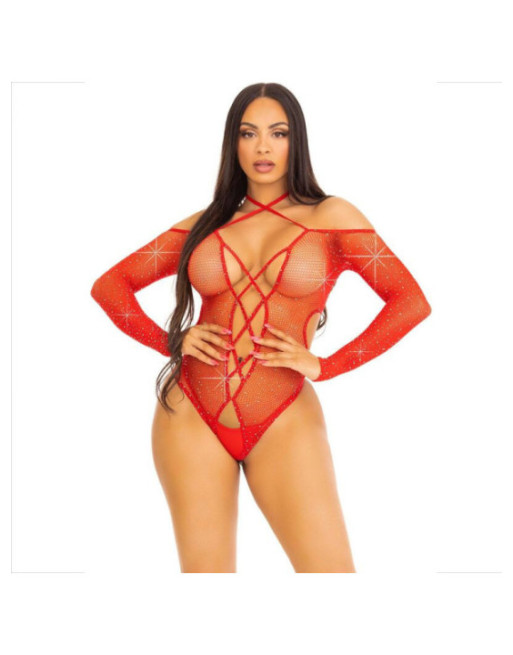 LEG AVENUE - BODY CROTHLESS CON ROSSO LUCIDO