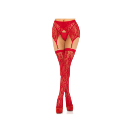 LEG AVENUE - CALZINI IN PIZZO E REGGIARGIACCHINO ROSSO