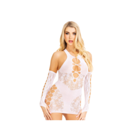 LEG AVENUE - SET MINI ABITO E GUANTI BIANCO