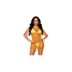 LEG AVENUE - ABITO INCROCIATO A RETE ARANCIO TAGLIA UNICA