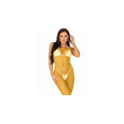 LEG AVENUE - ABITO LUNGO IN RETE GIALLO TAGLIA UNICA