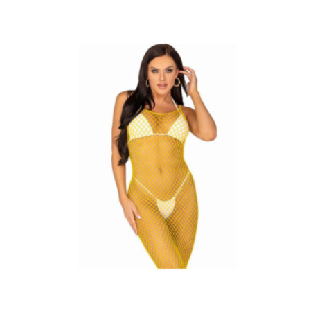 LEG AVENUE - ABITO LUNGO IN RETE GIALLO TAGLIA UNICA