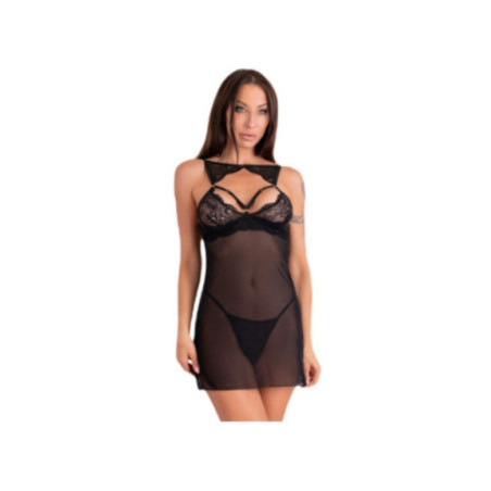 LIVCO CORSETTI FASHION - KROLINA LC 90734 CHEMISE + PERIZOMA NERO S/M