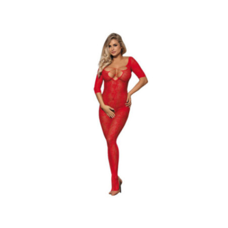 SUBBLIME - 951825 BODYSTOCKING A RETE SENZA CAVALLO CON MOTIVO A ROSE ROSSE XS/M