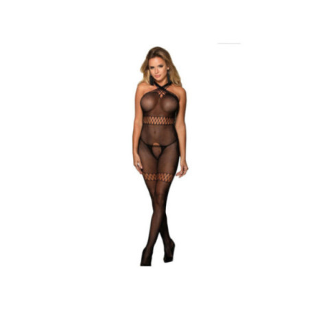 SUBBLIME - 951948 BODYSTOCKING A RETE CON SPALLINE INCROCIATE NERO TAGLIA UNICA