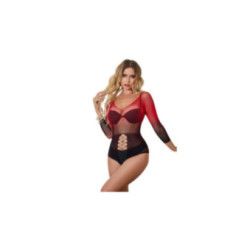 SUBBLIME - 952259 VESTITO ELASTICO A RETE MANICA LUNGA SFUMATO ROSSO E NERO TAGLIA UNICA