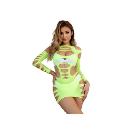 SUBBLIME - 952280 VESTITO ELASTICO A RETE MANICA LUNGA VERDE TAGLIA UNICA