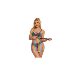 SUBBLIME - 952365 VESTITO A RETE CON SPALLE NUDE ARCOBALENO TAGLIA UNICA
