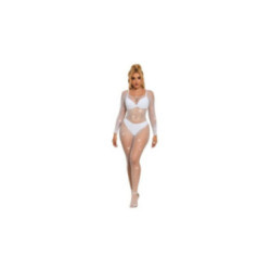 SUBBLIME - 952396 BODYSTOCKING A RETE CON STRASS MANICA LUNGA BIANCO TAGLIA UNICA
