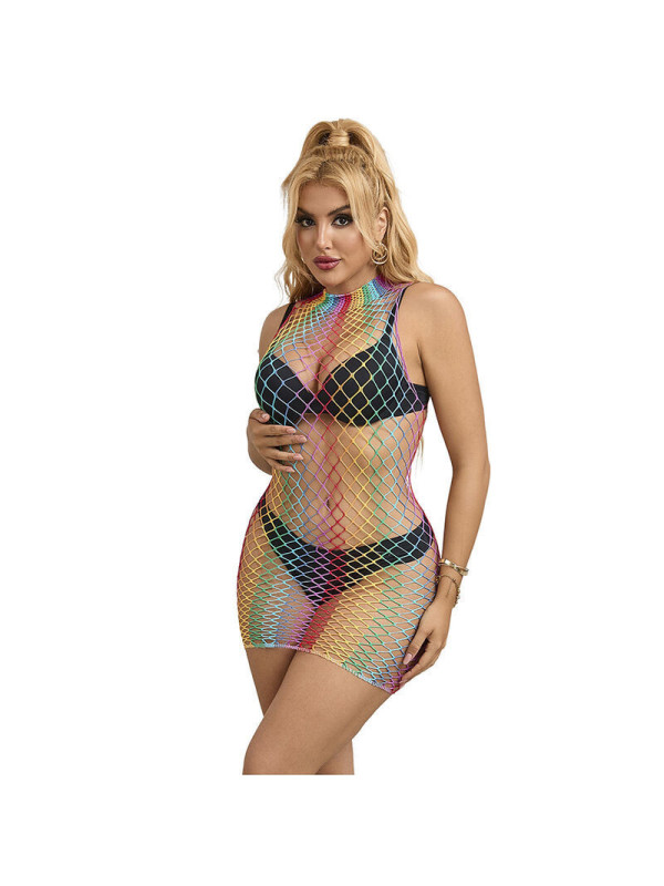SUBBLIME - 952433 VESTITO A RETE SENZA MANICHE COLLO ALTO ARCOBALENO TAGLIA UNICA