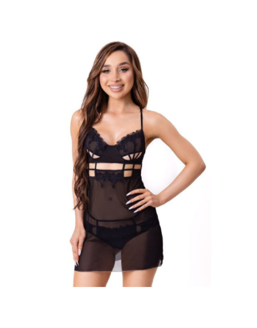 LIVCO CORSETTI FASHION - MAIA 20247 BABYDOLL + PERIZOMA NERO S/M