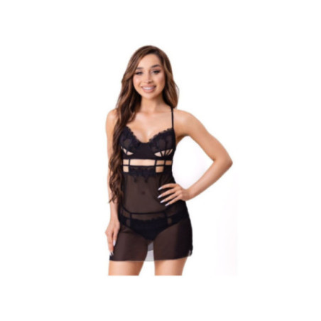 LIVCO CORSETTI FASHION - MAIA 20247 BABYDOLL + PERIZOMA NERO L/XL