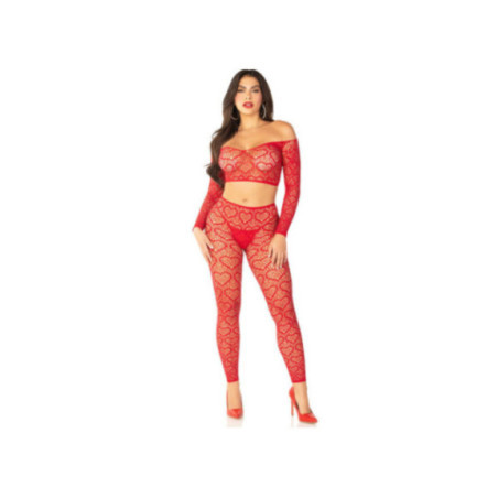 LEG AVENUE - CROP TOP + CALZE ROSSO TAGLIA UNICA