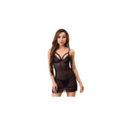 LIVCO CORSETTI FASHION - TIANA LC 20208 CHEMISE + PERIZOMA NERO S/M