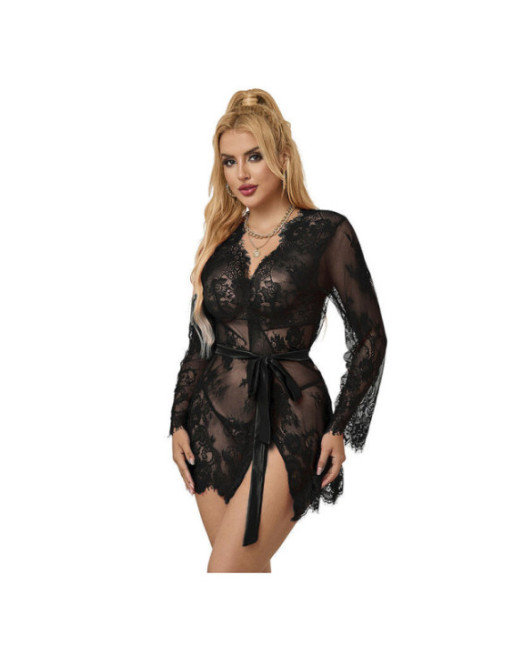 SUBBLIME - 953751 CAMICIA DA NOTTE IN PIZZO + PERIZOMA NERO S/M