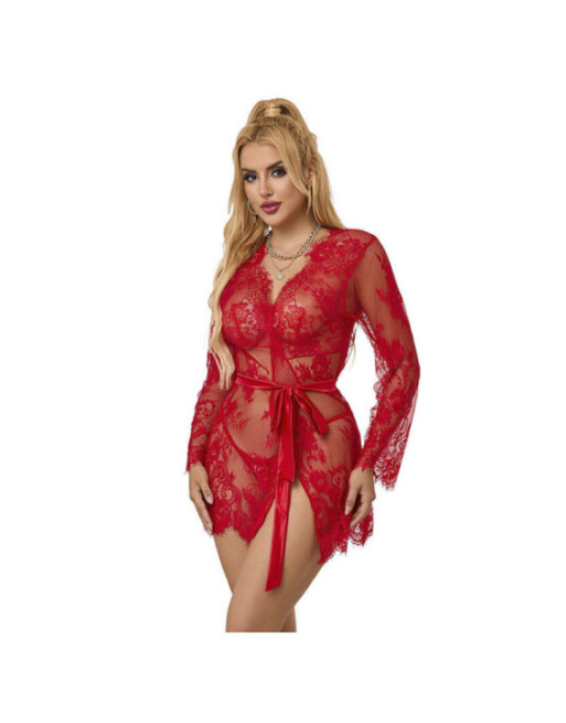 SUBBLIME - 953775 CAMICIA DA NOTTE IN PIZZO + PERIZOMA ROSSO S/M