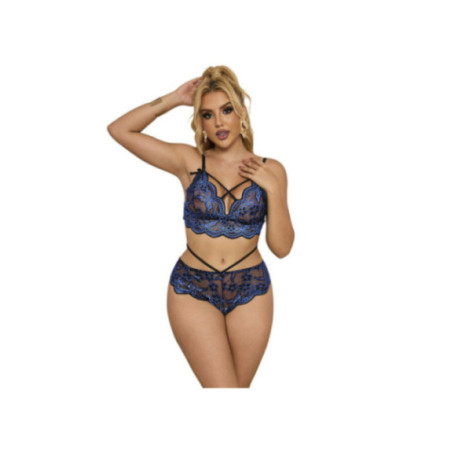 SUBBLIME - 954062 REGGISENO + SLIP PIZZO BLU S/M