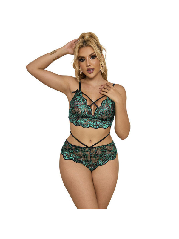 SUBBLIME - 954093 REGGISENO + SLIP PIZZO VERDE L/XL