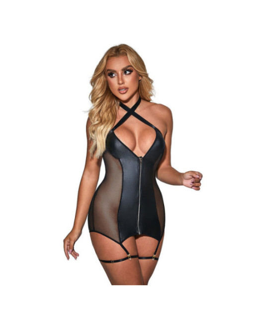 SUBBLIME - 954444 ABITO SEXY IN RETE PELLE NERO S/M